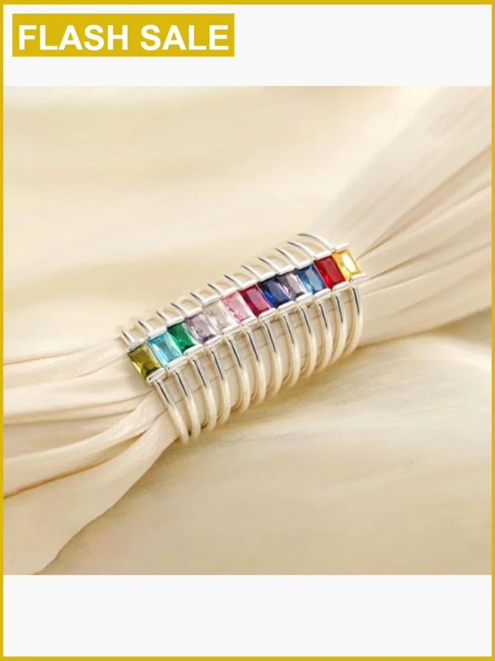Stackable Baguette CZ Ring Gold Silver Plated Non Tarnish Birthstone Gift Size